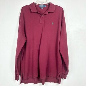 POLO Ralph Lauren | long sleeve Henley polo shirt maroon burgandy quarter button